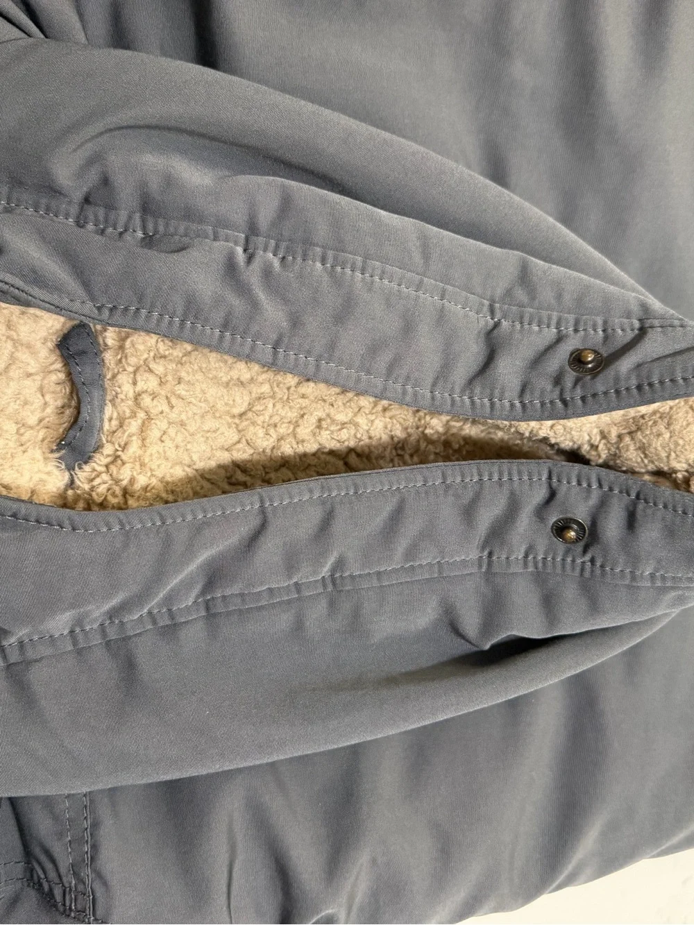 Abercrombie kids Gray Hooded Sherpa-Lined Puffer Jacket with Plaid Trim